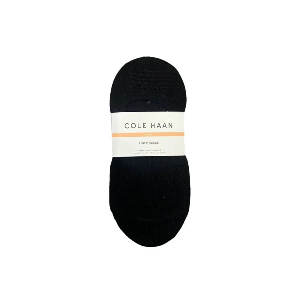 NEW Cole Haan Women's Size 9-11 Liner Socks 8-Pack Stretch Non-Slip Heel Black